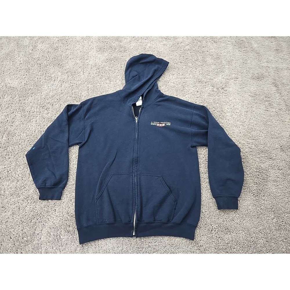 A Texas Tradition Since 1905 HEB Hoodie Mens L Full Zip Gildan Blue Employee
